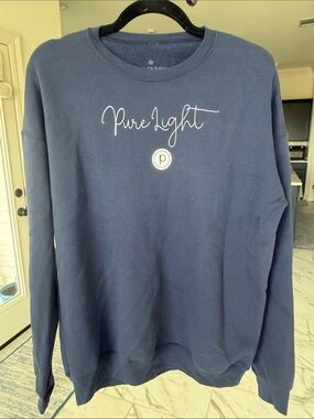 Pure Barre Navy Crewneck Sweatshirt with 'Pure Light' Script